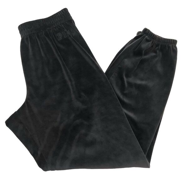 Pink Victoria's Secret Fleece Jogger Pants Womens Medium Black Tapered Athletic - Picture 4 of 9